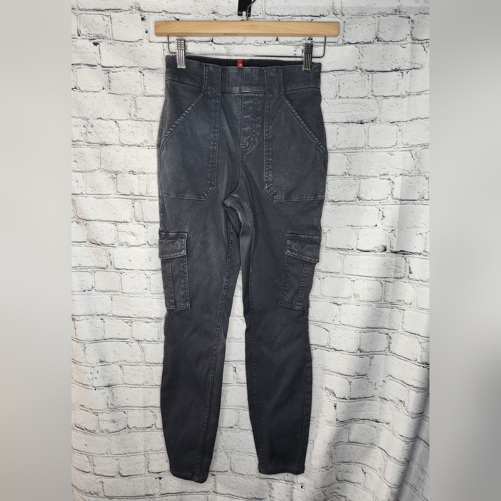 Spanx Petite Pants Stretch Twill Ankle Cargo Dark Gray‎ - Picture 2 of 6